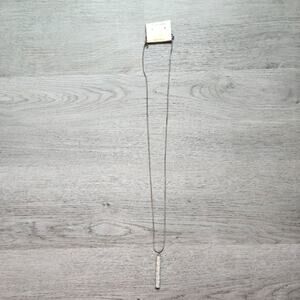 NWT Women's Jewelry Kim Min Sun Silver Embellished Cylinder Pendant Necklace